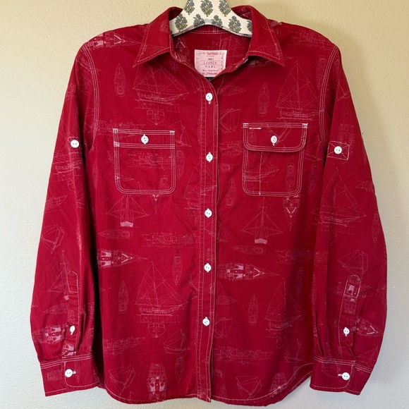 Ralph Lauren USRL Womens Marine‎ Shirt Small Red Sail Boats Nautical Size Large - Picture 2 of 7